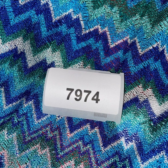 Susan Graver Cardigan Womens XL Blue Green Chevron Kimono Sleeve Tasseled Casual - Picture 14 of 14